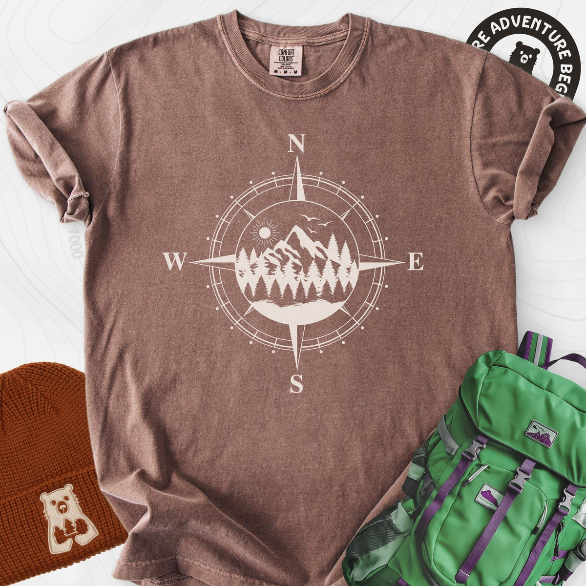 Compass in the Mountains T-Shirt Gift For Hiker