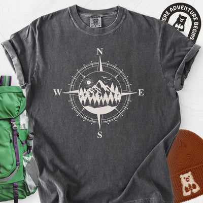 Compass in the Mountains T-Shirt Gift For Hiker