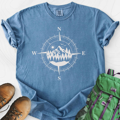 Compass in the Mountains T-Shirt Gift For Hiker