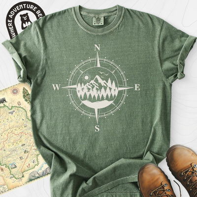 Compass in the Mountains T-Shirt Gift For Hiker