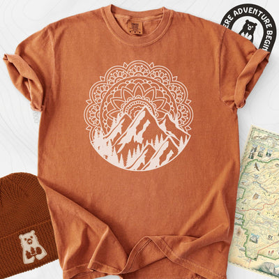 Mandala Mountains T-Shirt Gift For Hiker