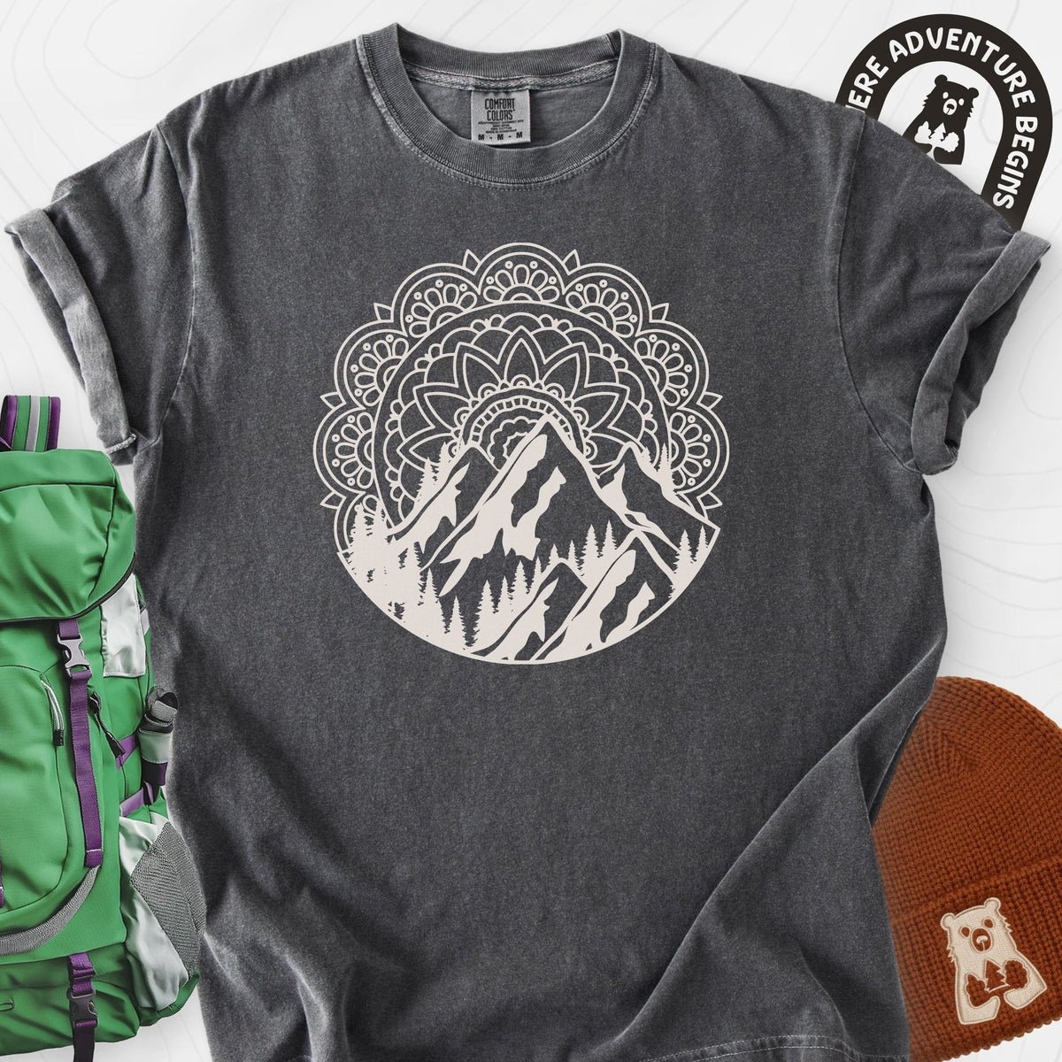 Mandala Mountains T-Shirt Gift For Hiker