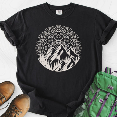 Mandala Mountains T-Shirt Gift For Hiker