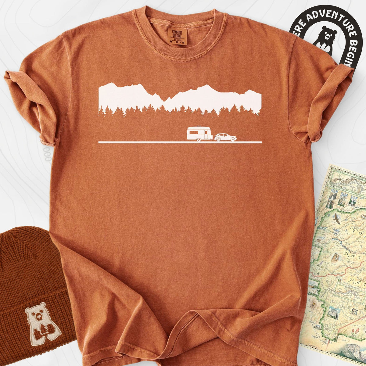 Trailer in the Mountains T-Shirt Gift For Hiker