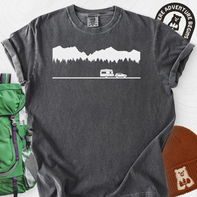 Trailer in the Mountains T-Shirt Gift For Hiker