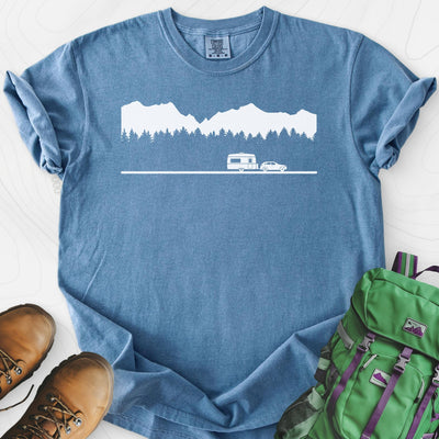 Trailer in the Mountains T-Shirt Gift For Hiker