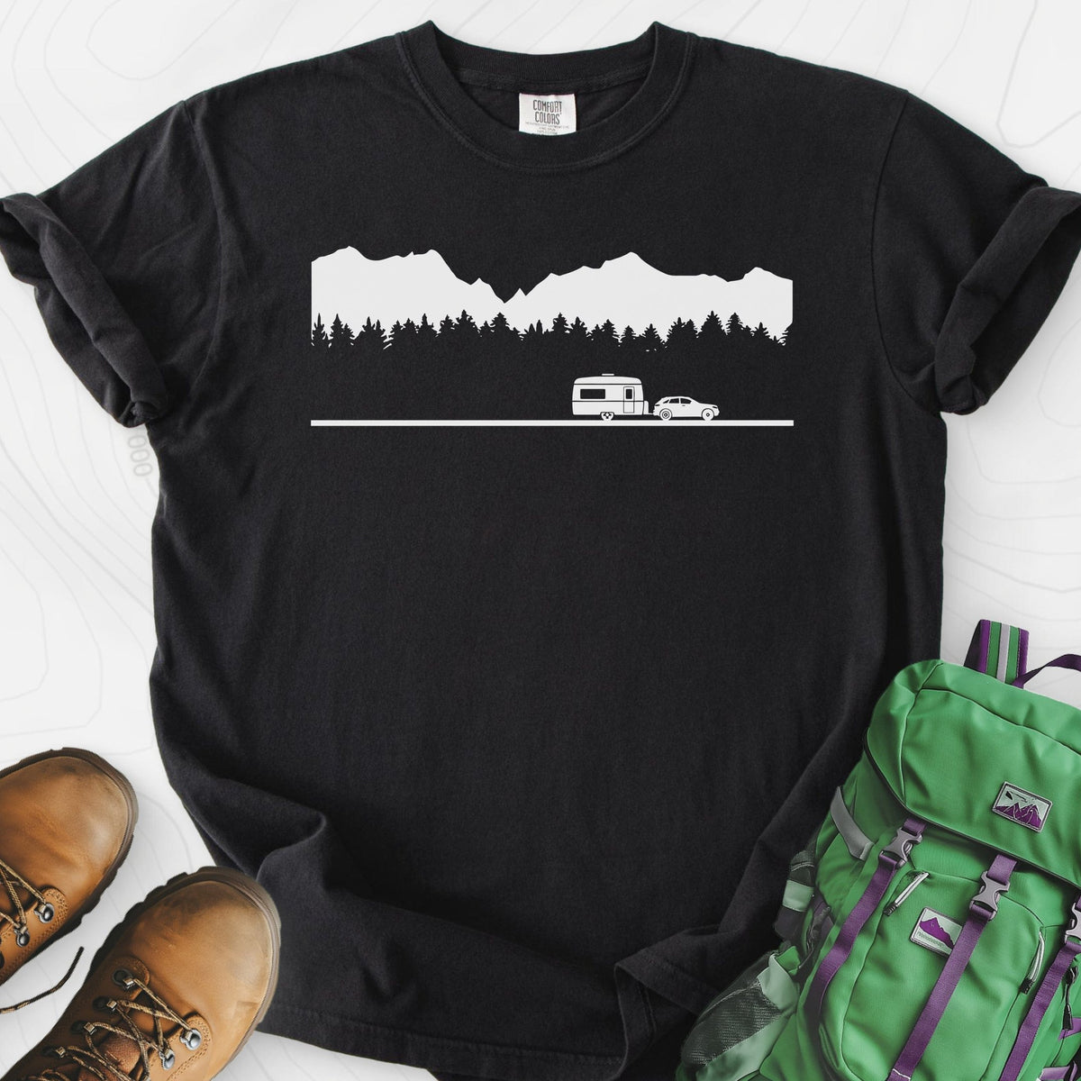 Trailer in the Mountains T-Shirt Gift For Hiker