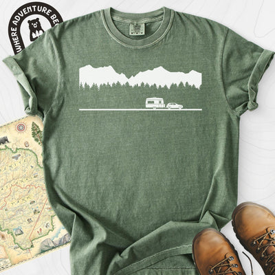 Trailer in the Mountains T-Shirt Gift For Hiker