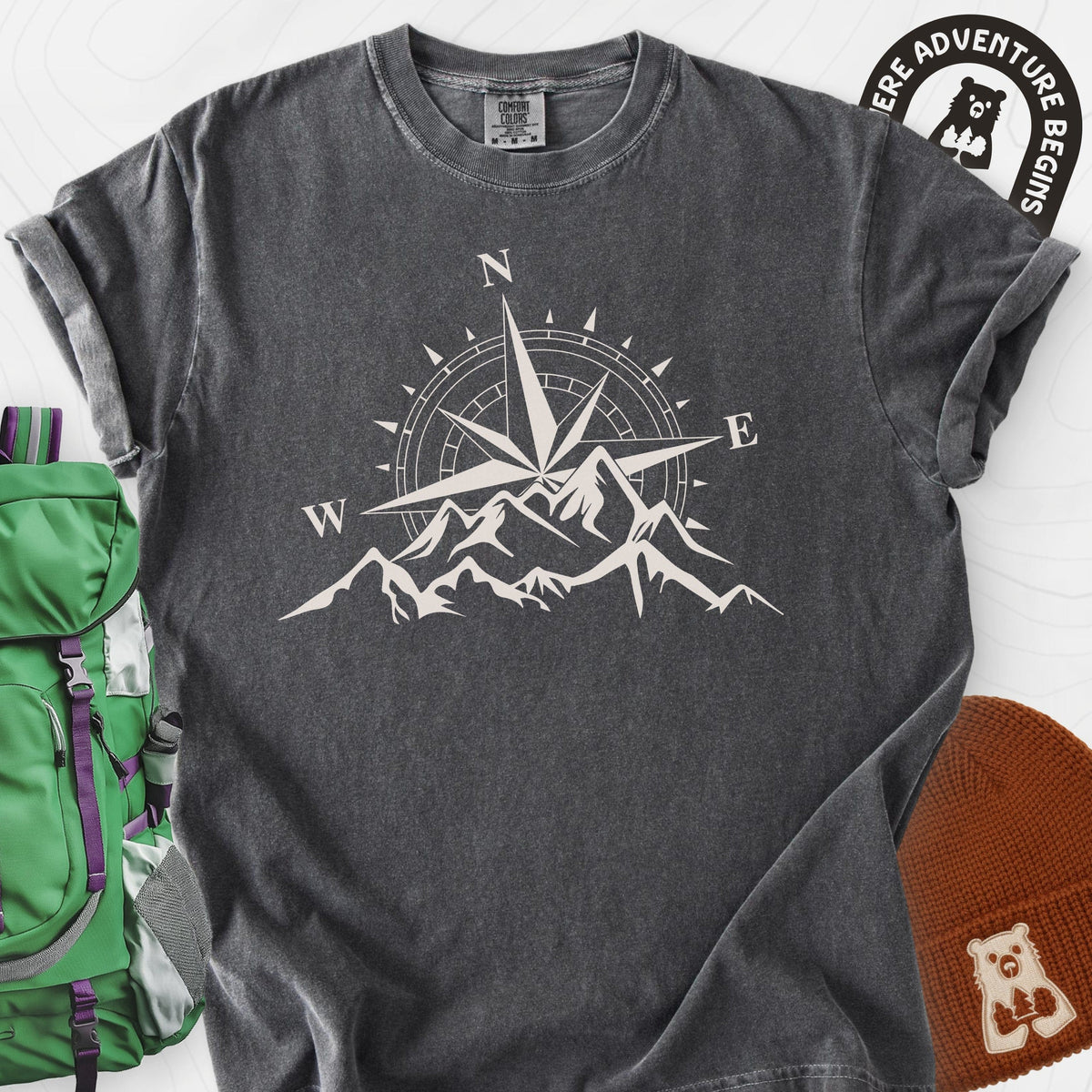 Compass Sunset T-Shirt Gift For Hiker