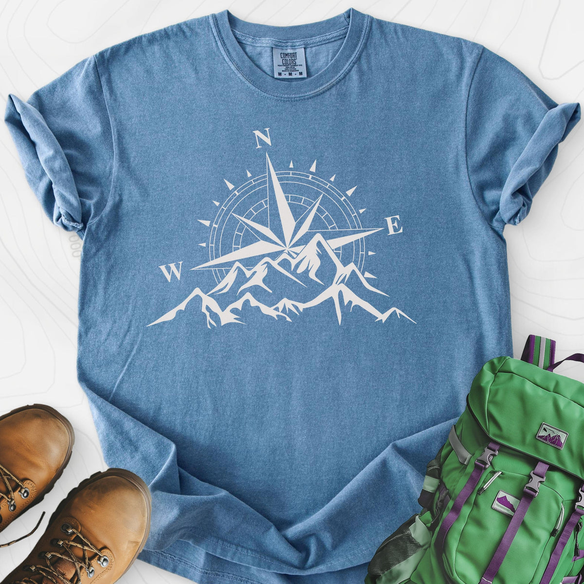 Compass Sunset T-Shirt Gift For Hiker