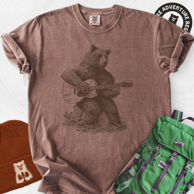 Bear Guitar T-Shirt Gift For Hiker