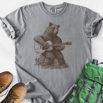 Bear Guitar T-Shirt Gift For Hiker
