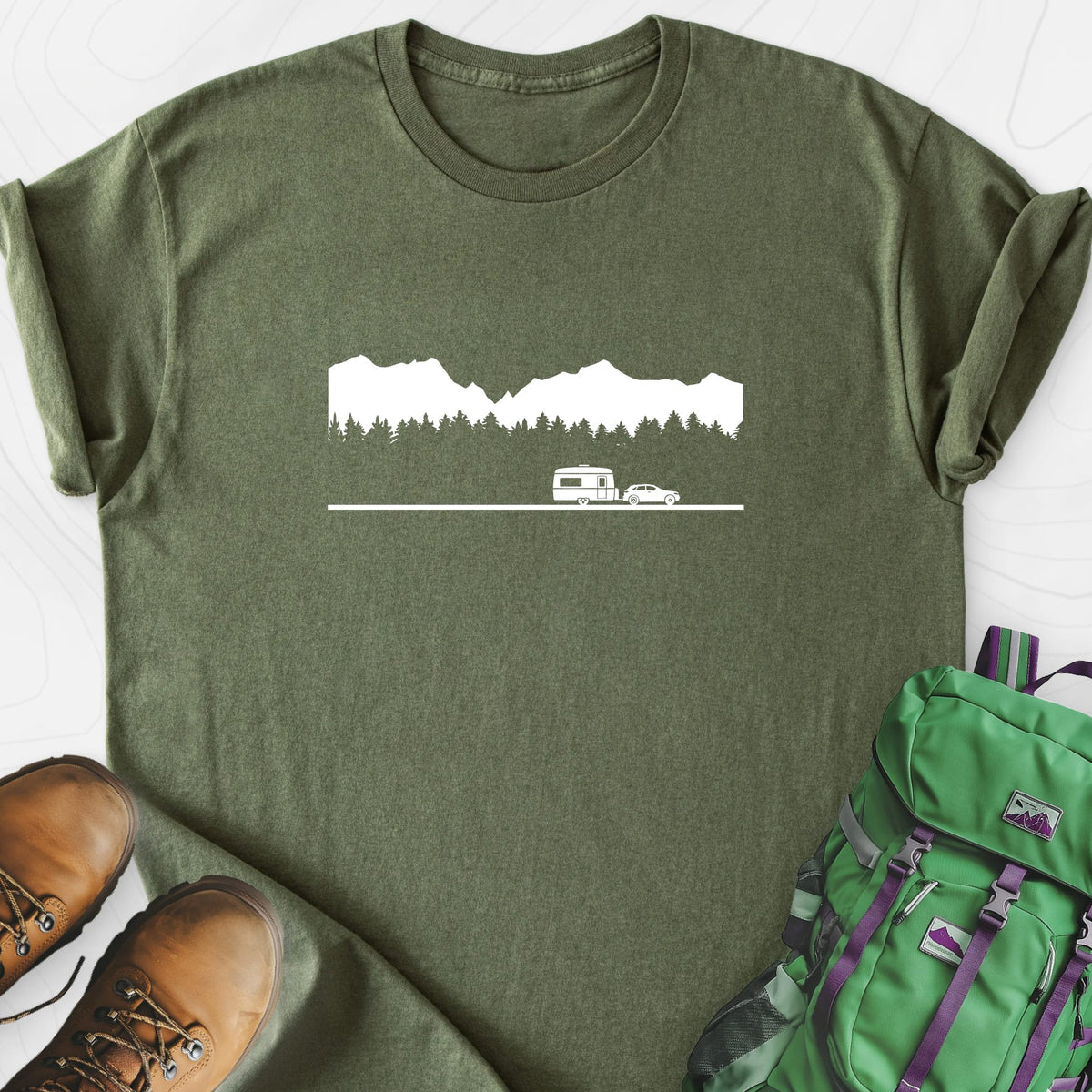 Trailer in the Mountains Lightweight T-Shirt Gift For Hiker