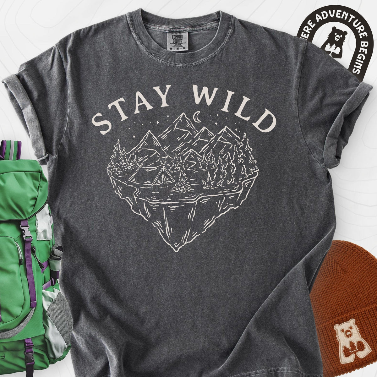 Stay Wild Mountains T-Shirt Gift For Hiker