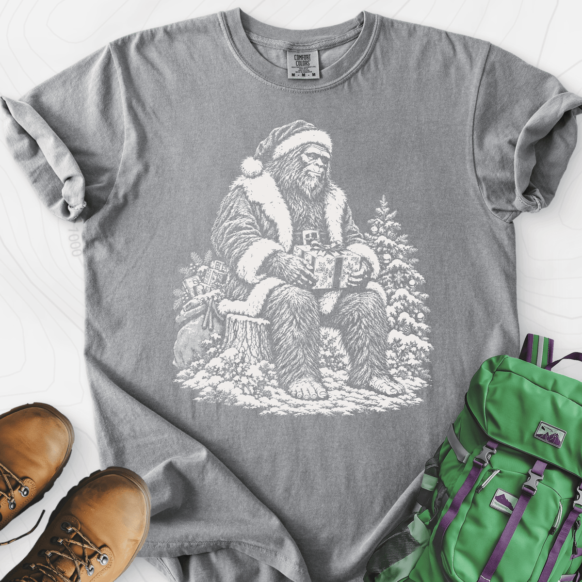 Bigfoot Santa T-Shirt Gift For Hiker