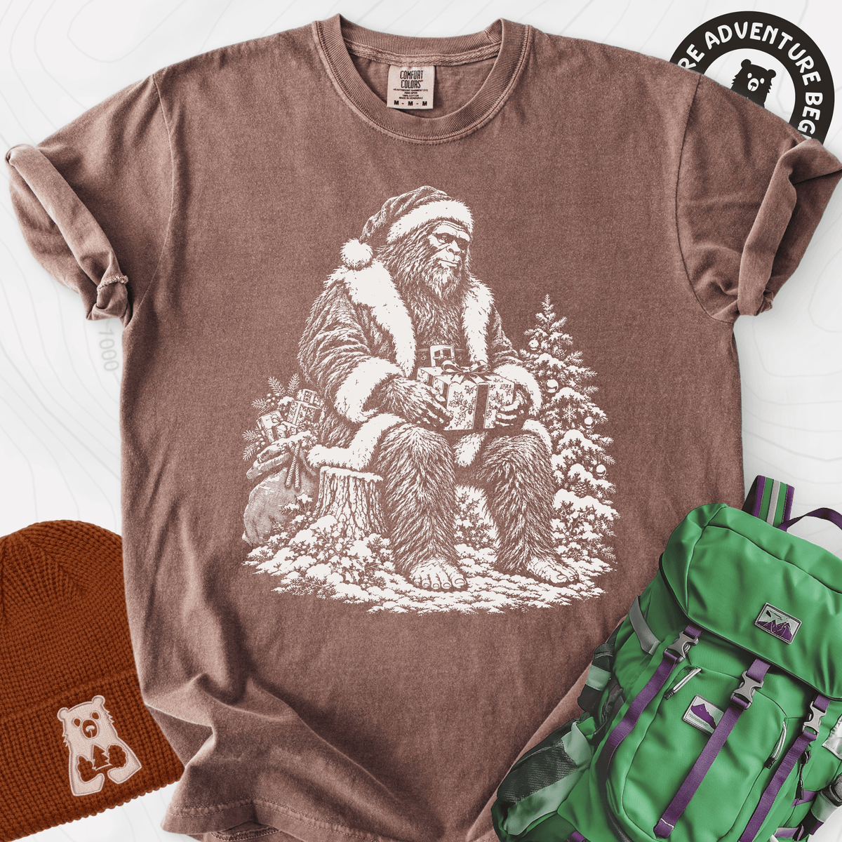 Bigfoot Santa T-Shirt Gift For Hiker