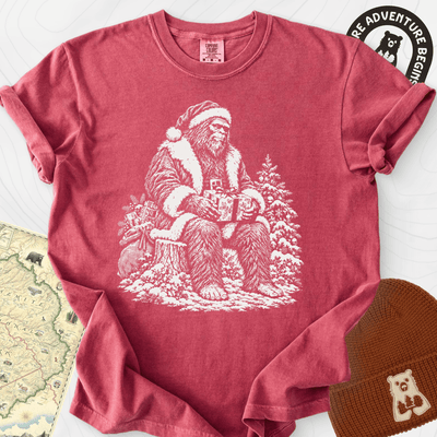 Bigfoot Santa T-Shirt Gift For Hiker