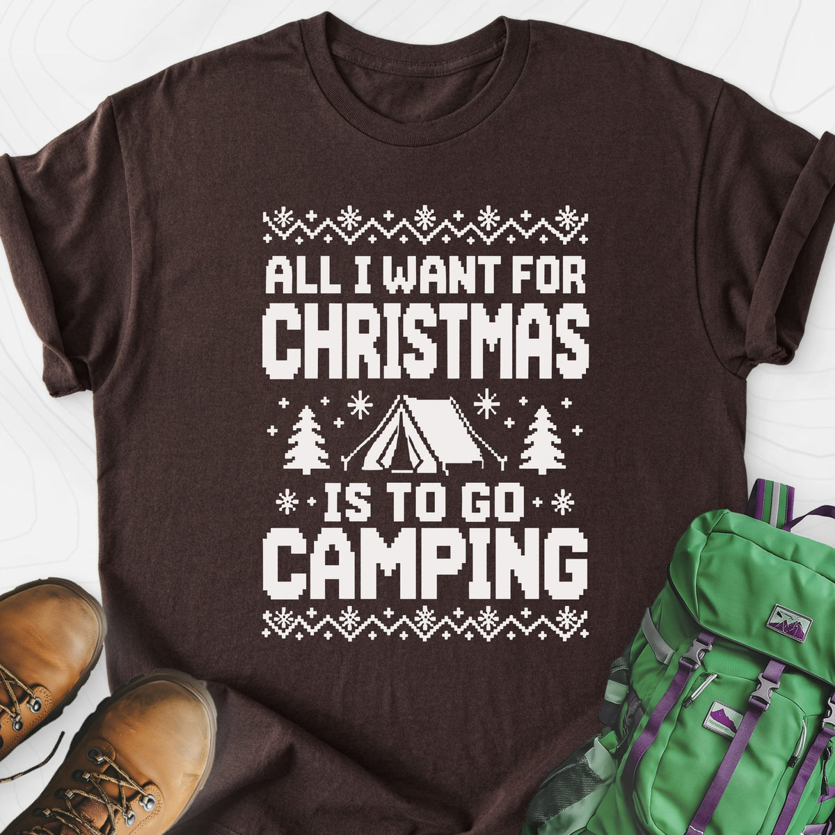 Christmas Camping Wish Lightweight T-Shirt Gift For Hiker