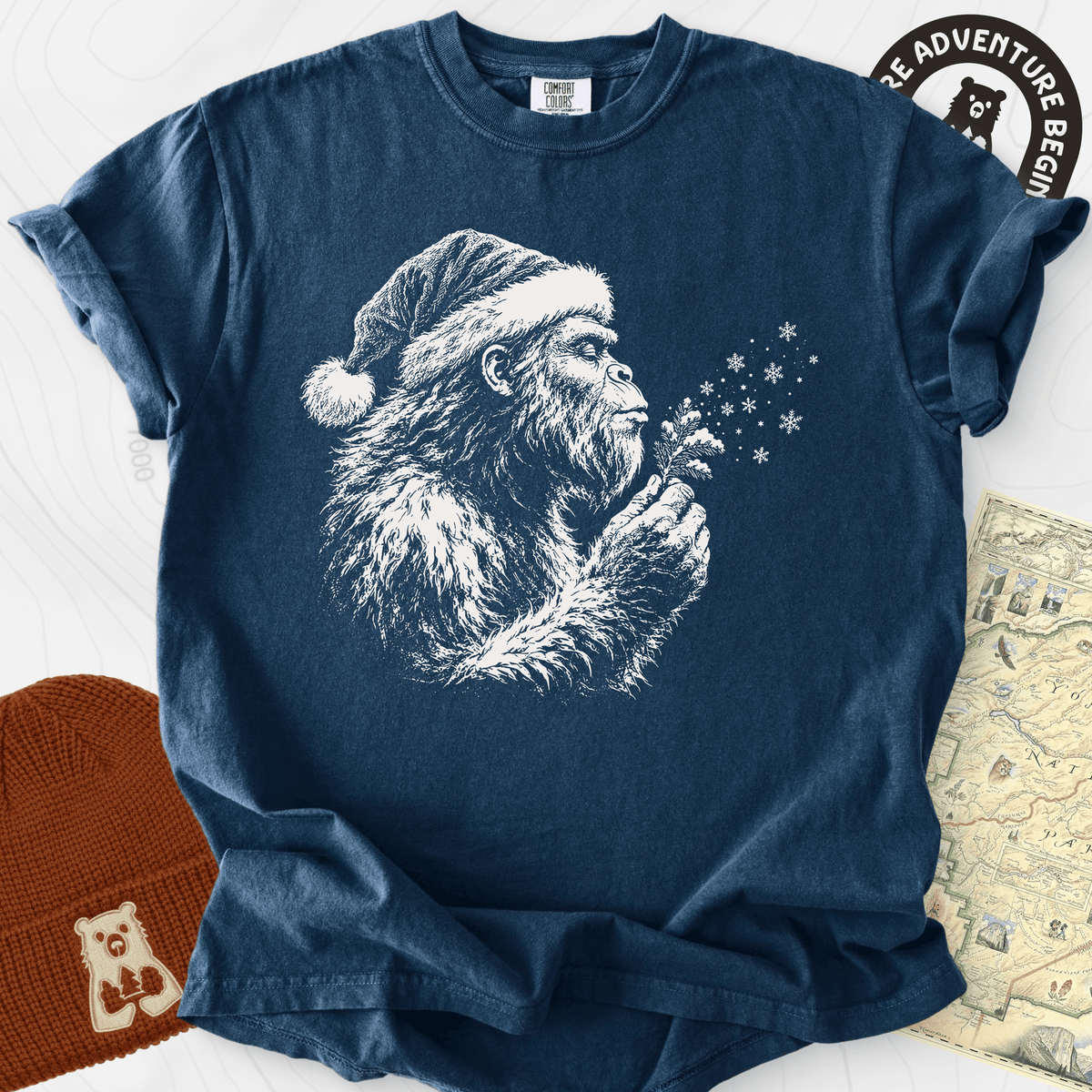 Bigfoot Snow Wishes T-Shirt Gift For Hiker