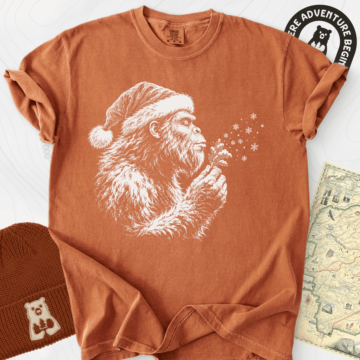 Bigfoot Snow Wishes T-Shirt Gift For Hiker