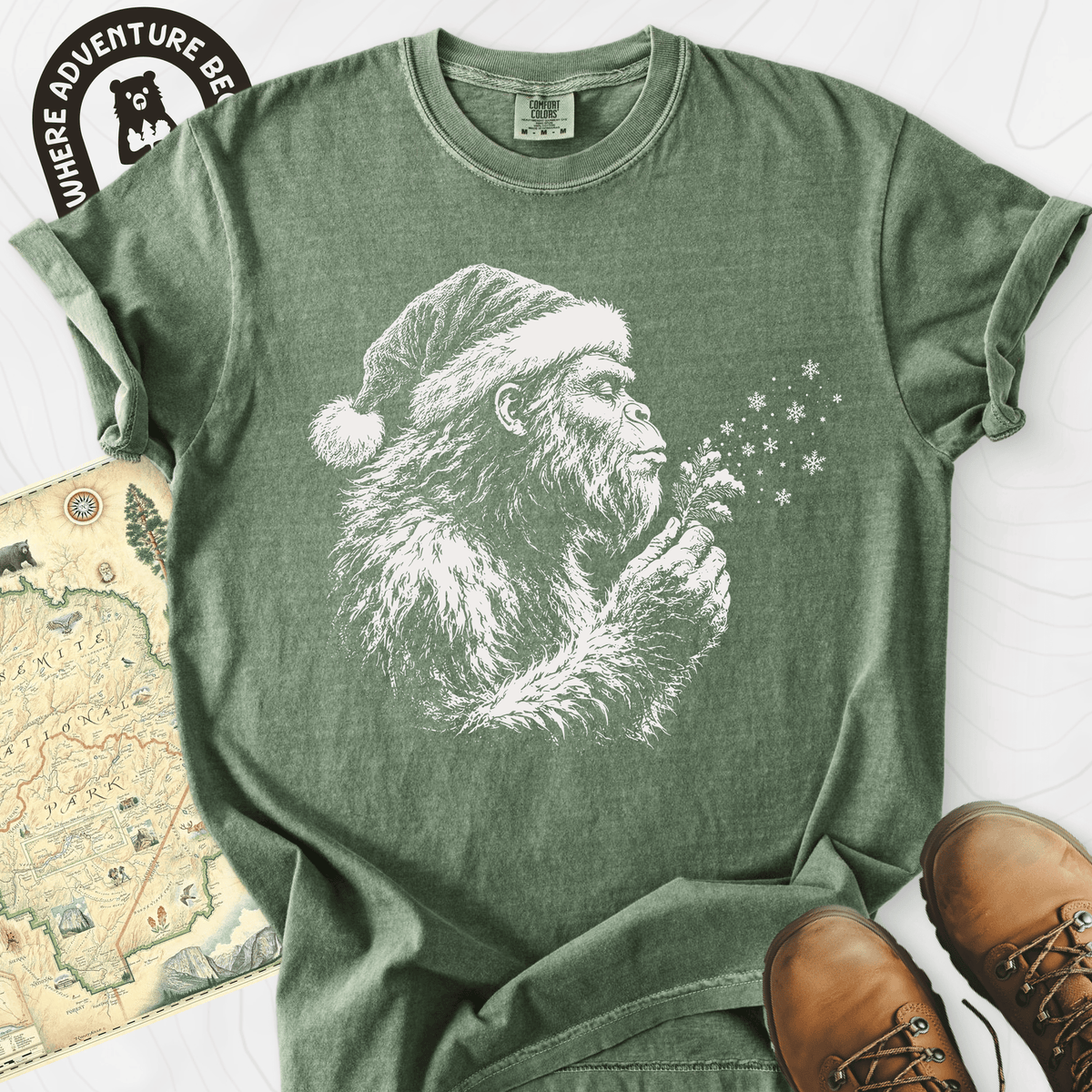 Bigfoot Snow Wishes T-Shirt Gift For Hiker