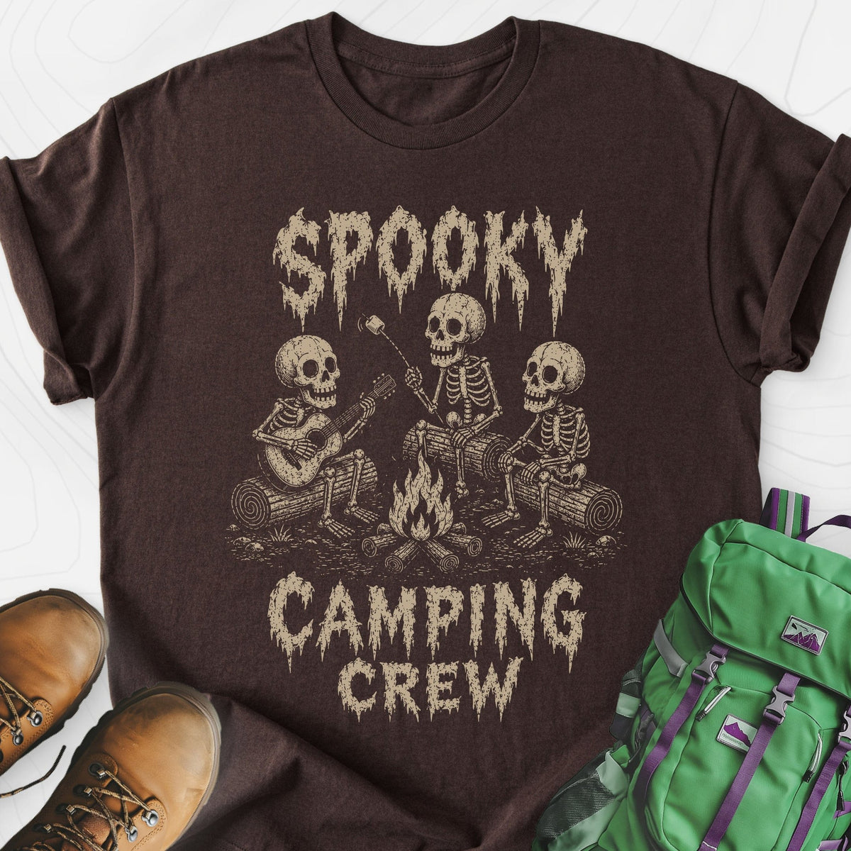 Spooky Camping Crew Lightweight T-Shirt Gift For Hiker