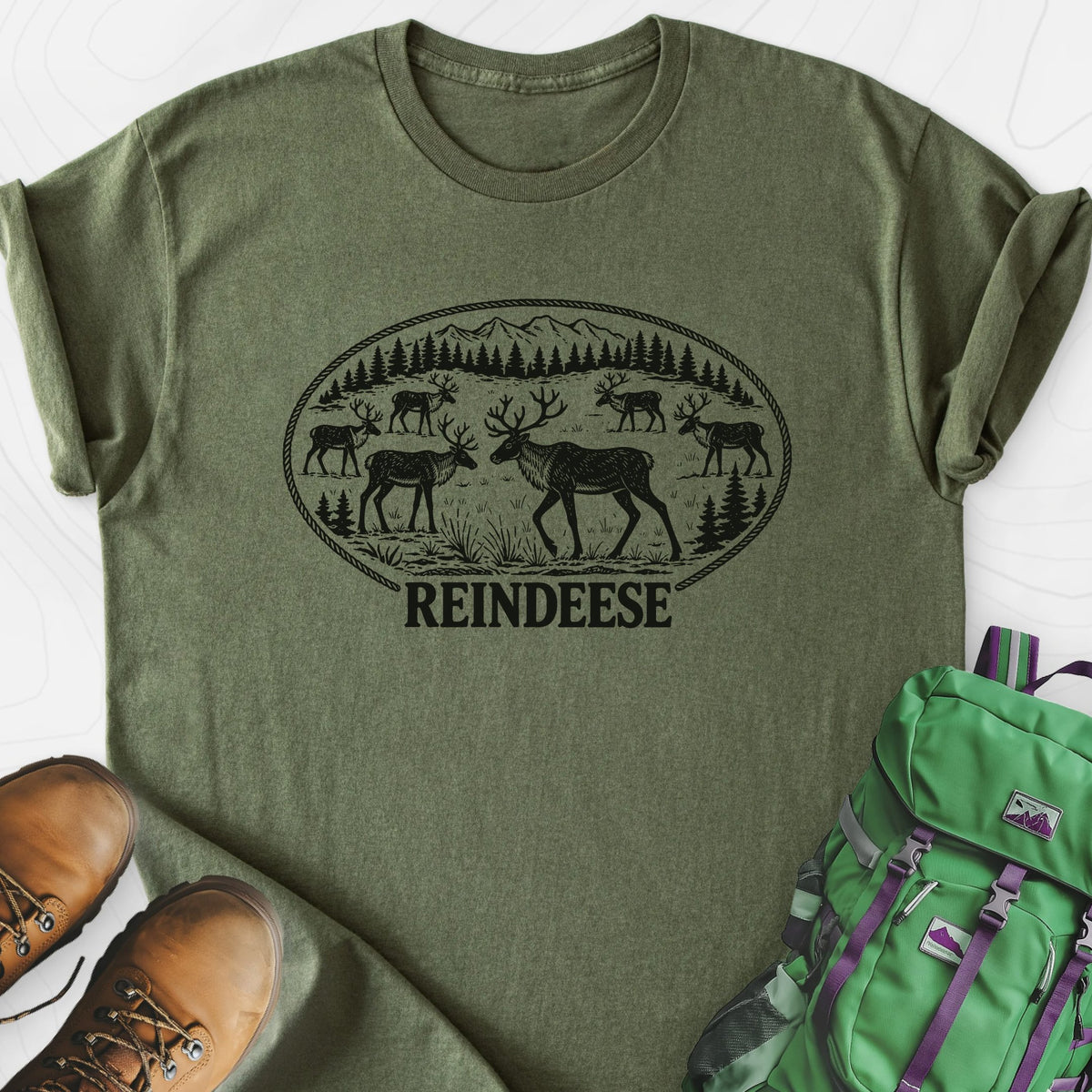 Reindeese Christmas Lightweight T-Shirt Gift For Hiker