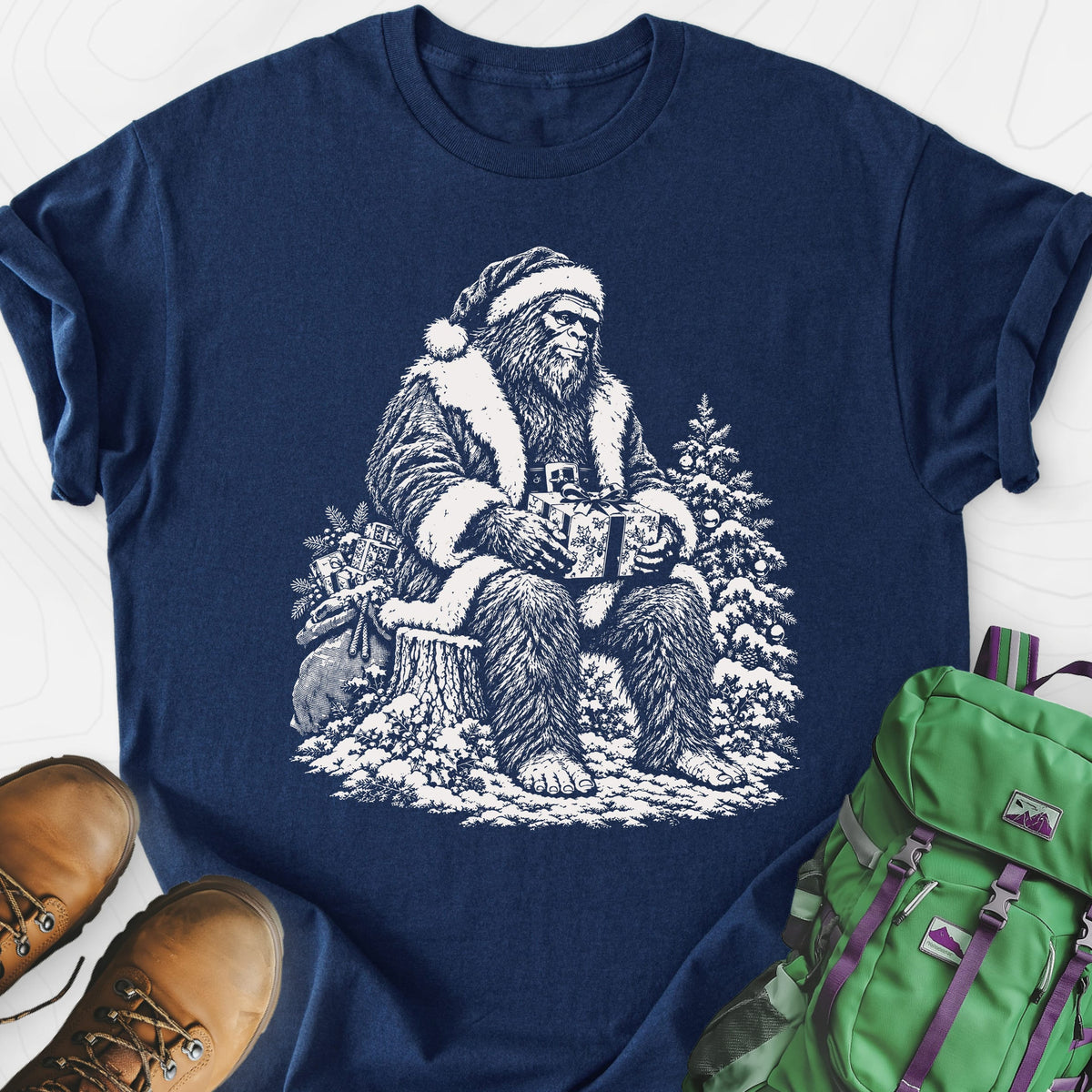 Bigfoot Santa Lightweight T-Shirt Gift For Hiker
