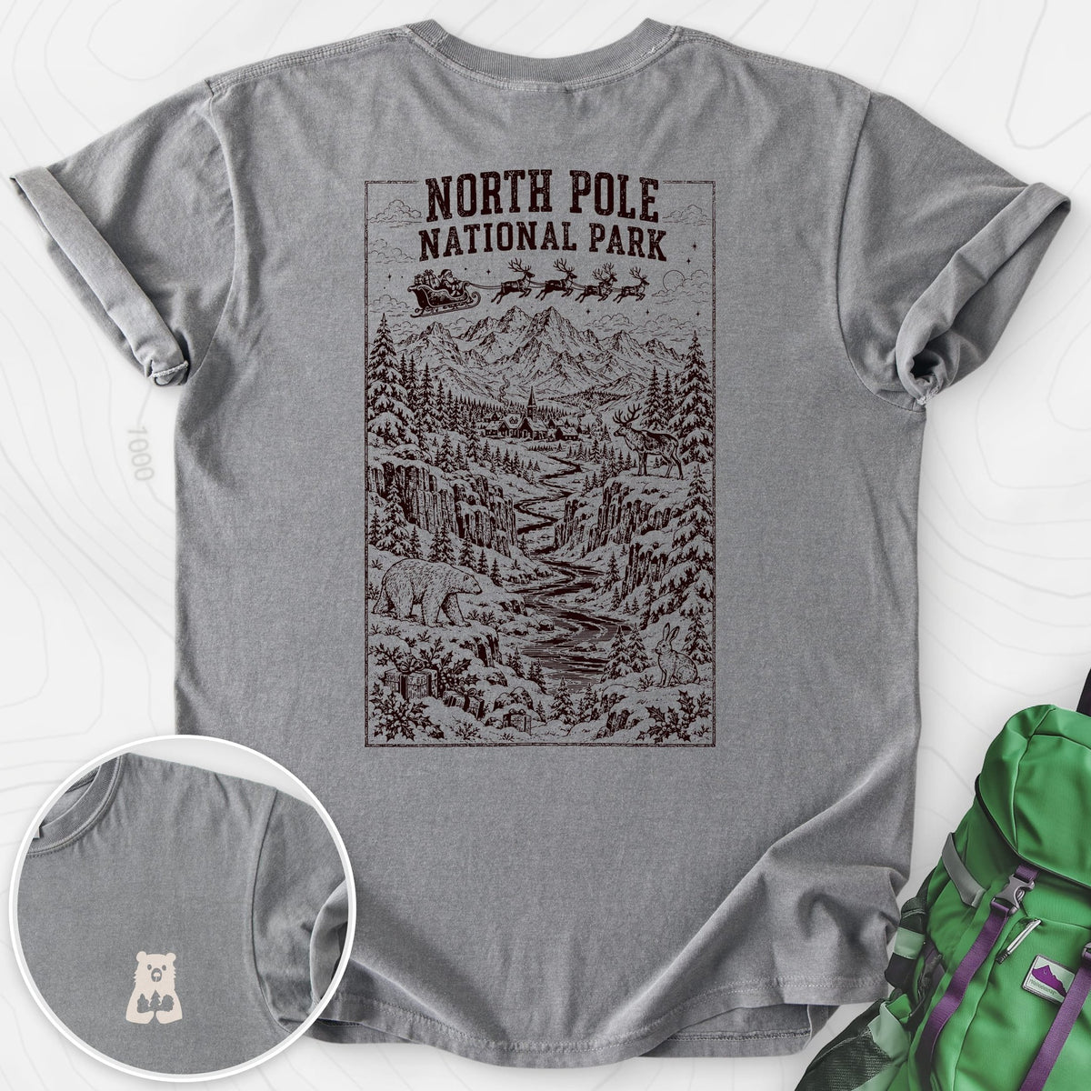 North Pole National Park Back Print T-shirt Gift For Hiker