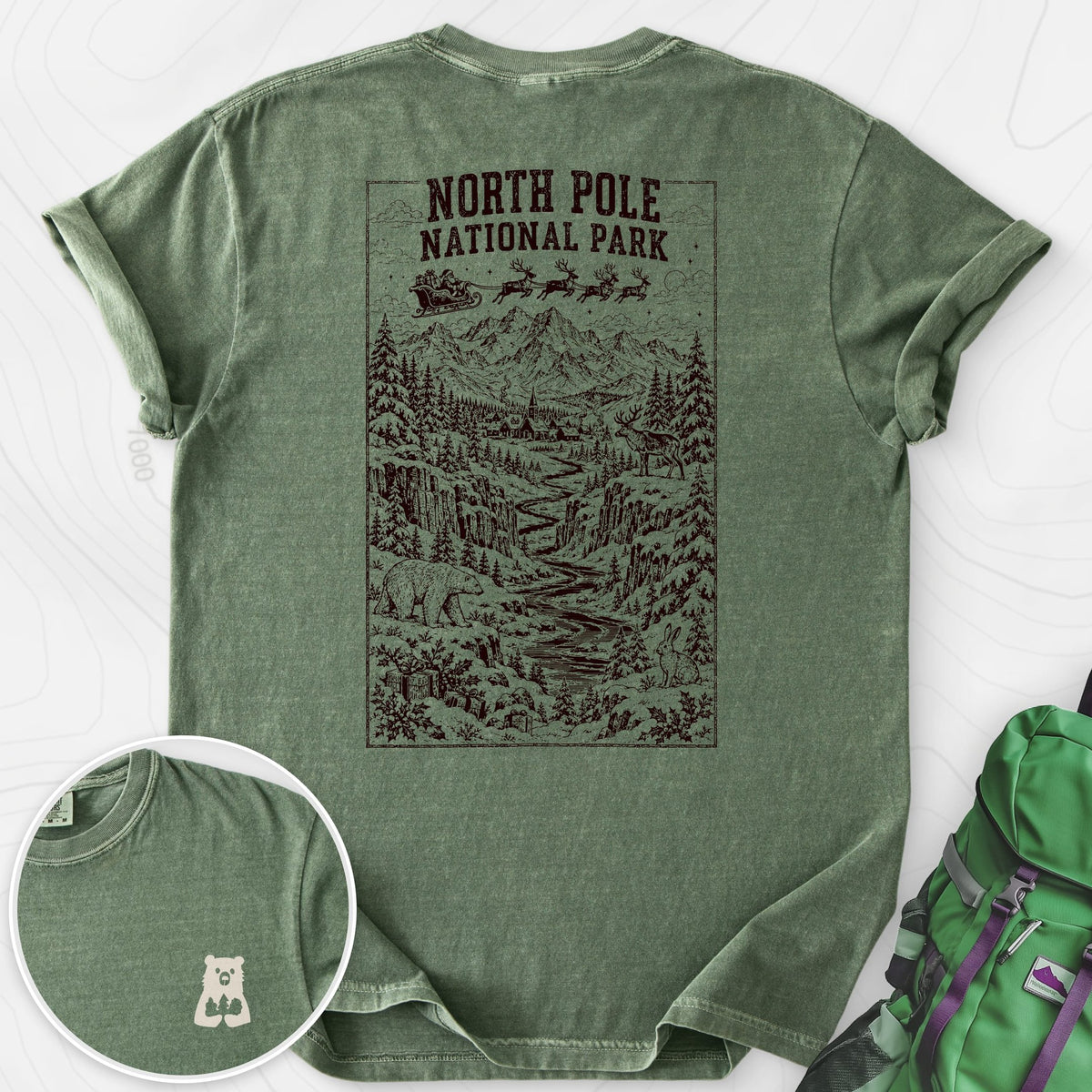 North Pole National Park Back Print T-shirt Gift For Hiker