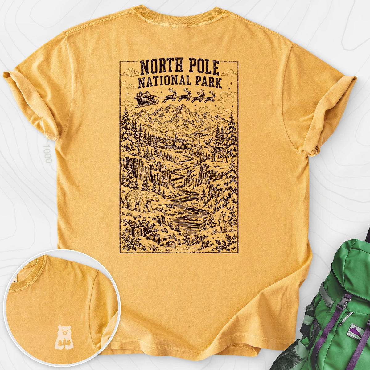 North Pole National Park Back Print T-shirt Gift For Hiker