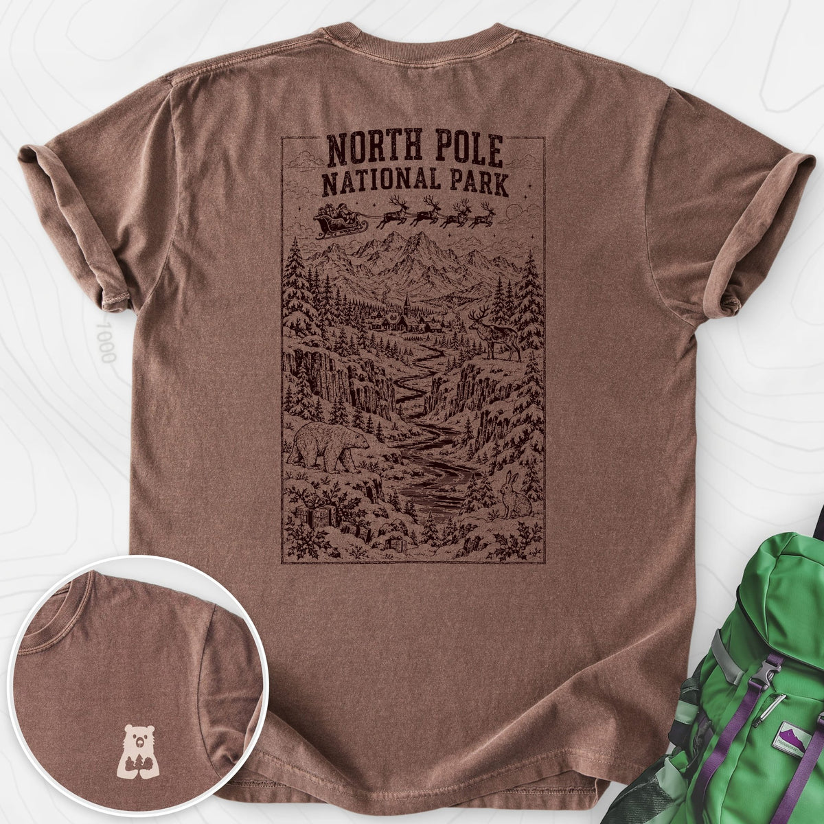 North Pole National Park Back Print T-shirt Gift For Hiker