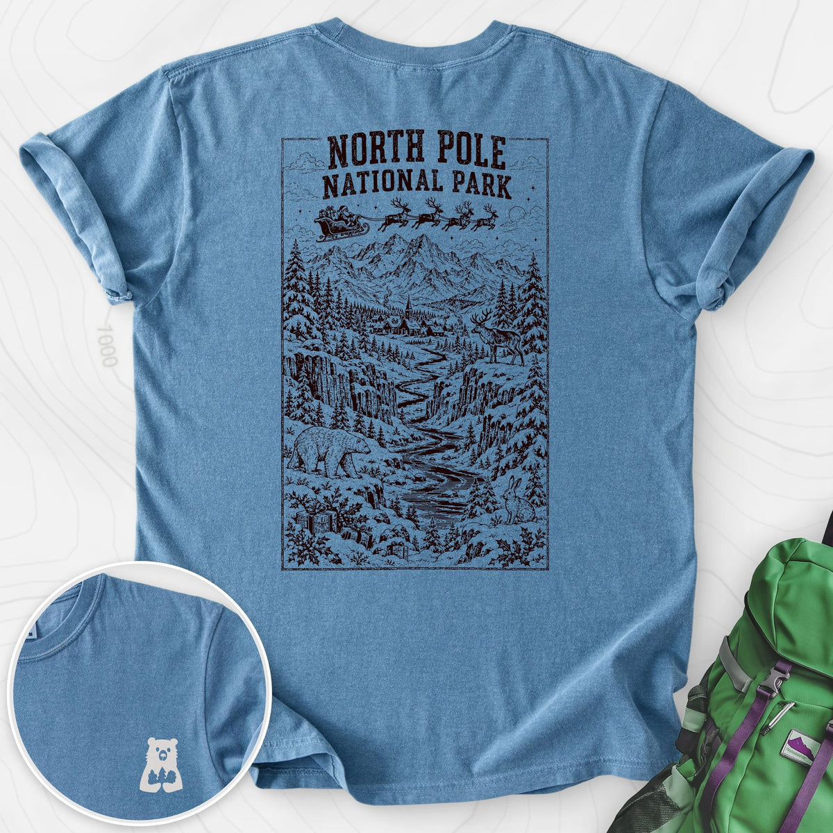 North Pole National Park Back Print T-shirt Gift For Hiker