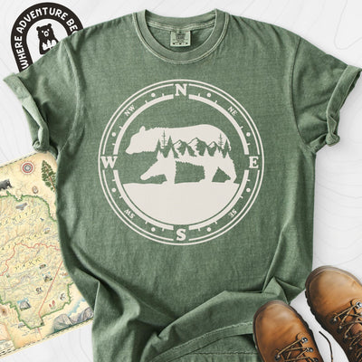 Bear Compass T-Shirt Gift For Hiker