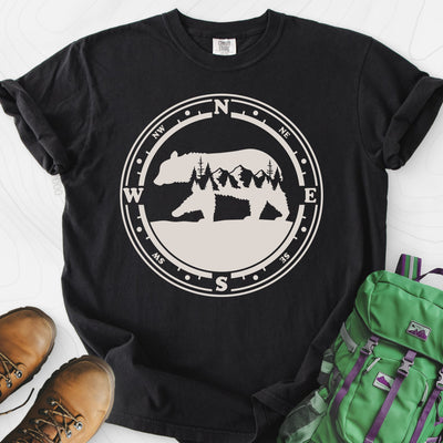 Bear Compass T-Shirt Gift For Hiker