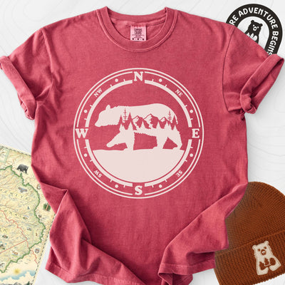 Bear Compass T-Shirt Gift For Hiker