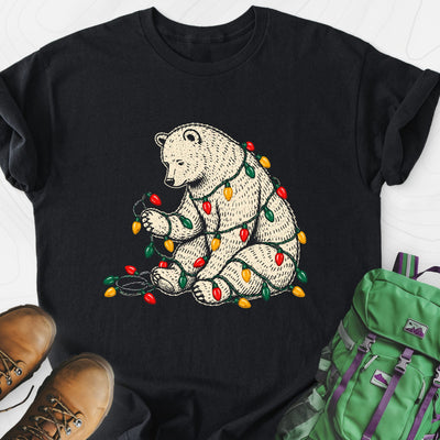 Tangled Christmas Bear Lightweight T-Shirt Gift For Hiker