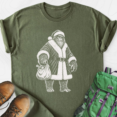 Bigfoot Santa Sack Lightweight T-Shirt Gift For Hiker