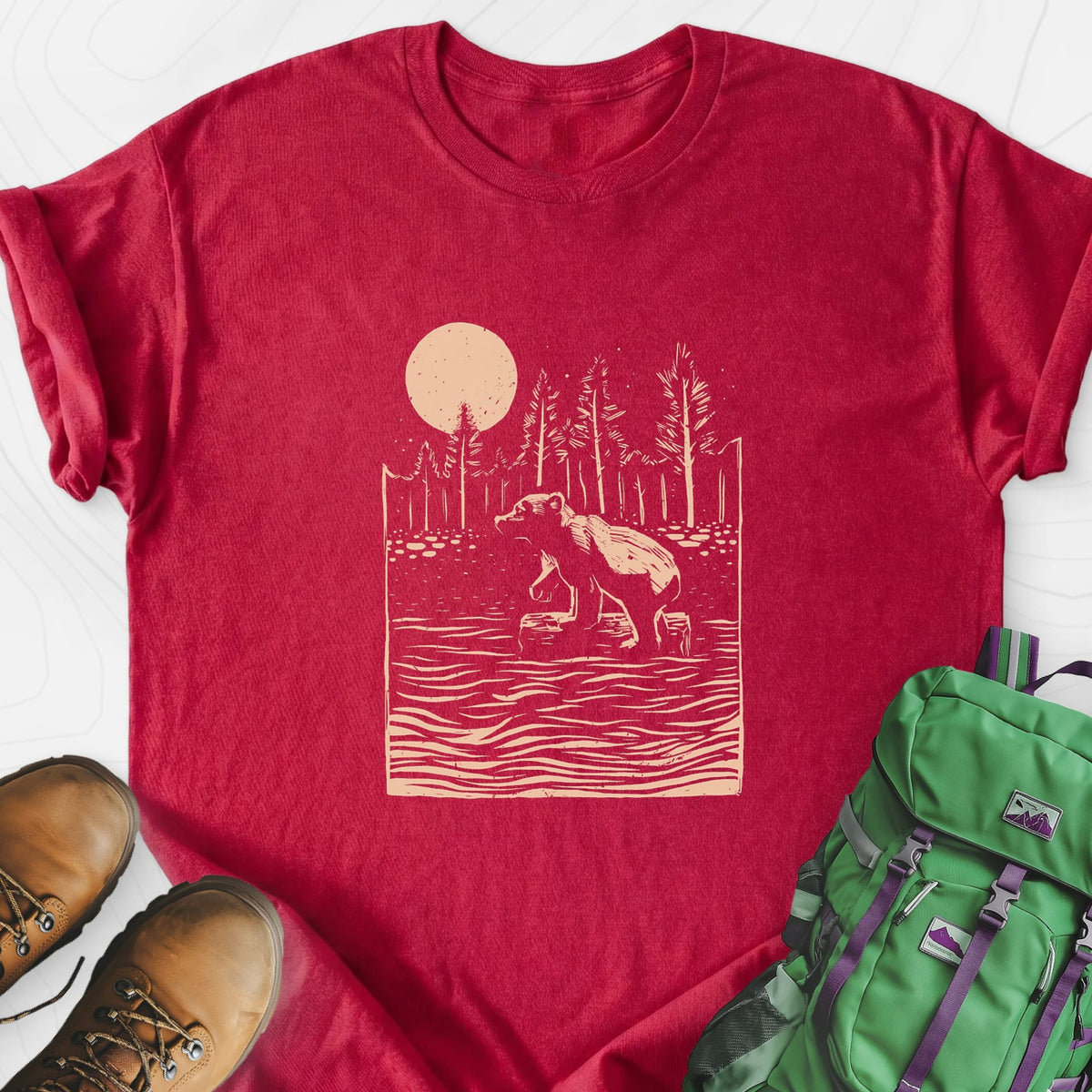 Roaming Bear Lightweight T-Shirt Gift For Hiker