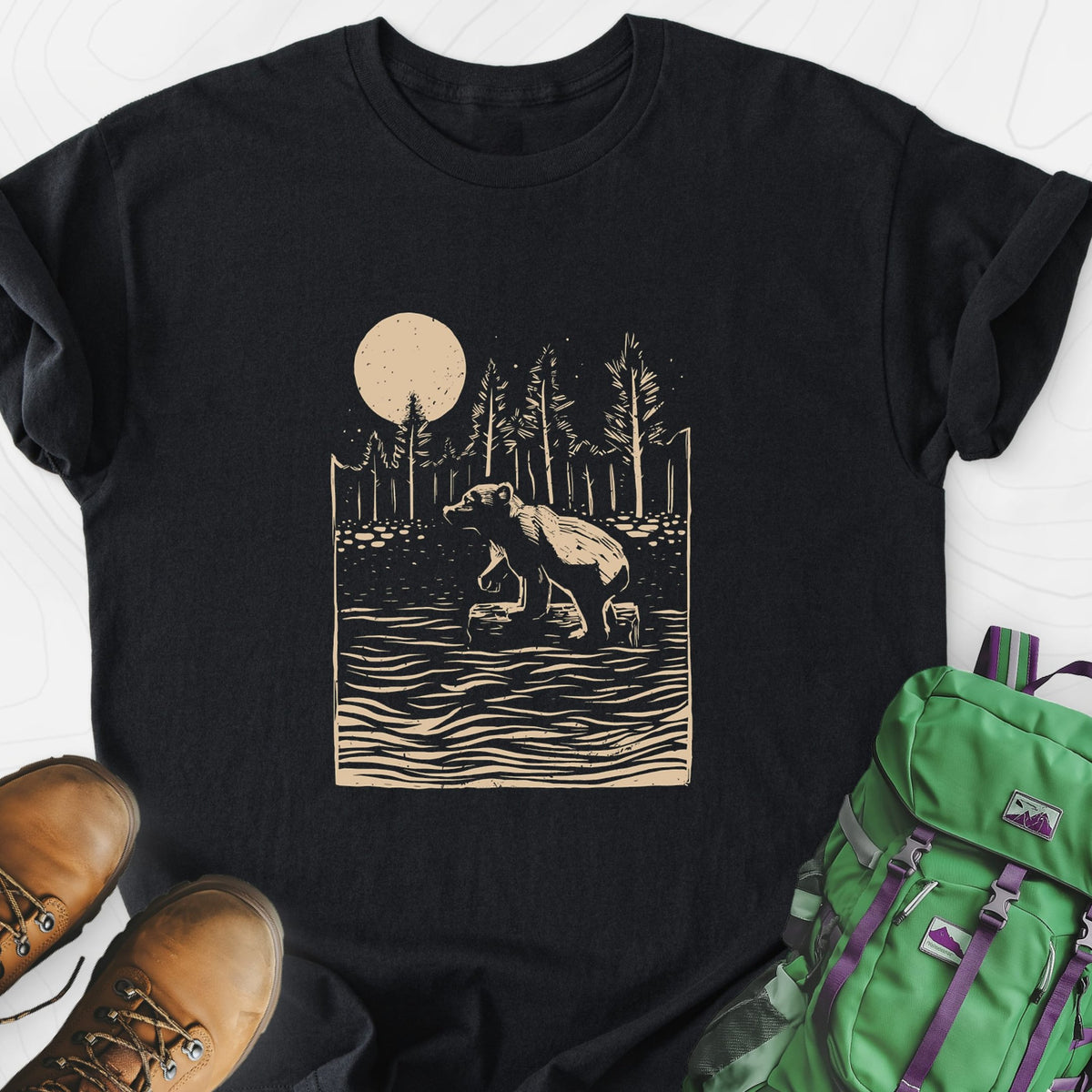Roaming Bear Lightweight T-Shirt Gift For Hiker