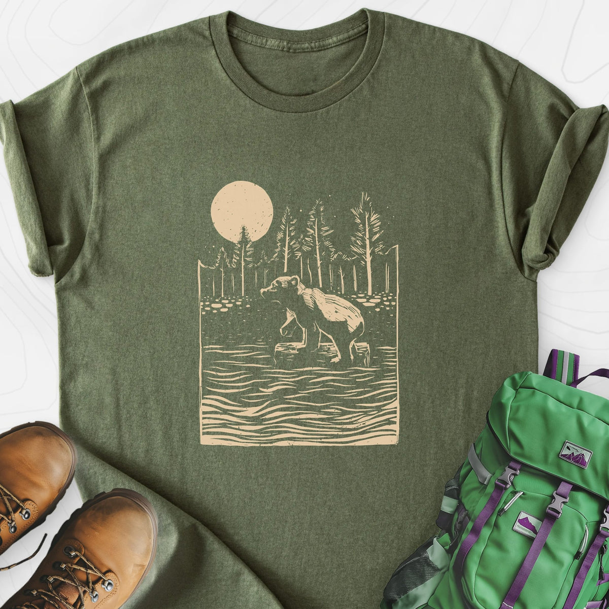 Roaming Bear Lightweight T-Shirt Gift For Hiker