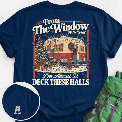 Deck These Halls Camper Back Print Lightweight T-Shirt Gift For Hiker