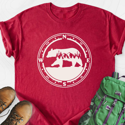 Bear Compass Lightweight T-Shirt Gift For Hiker