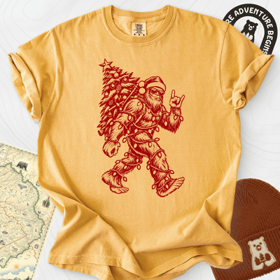 Rockin' Santa Squatch T-Shirt Gift For Hiker