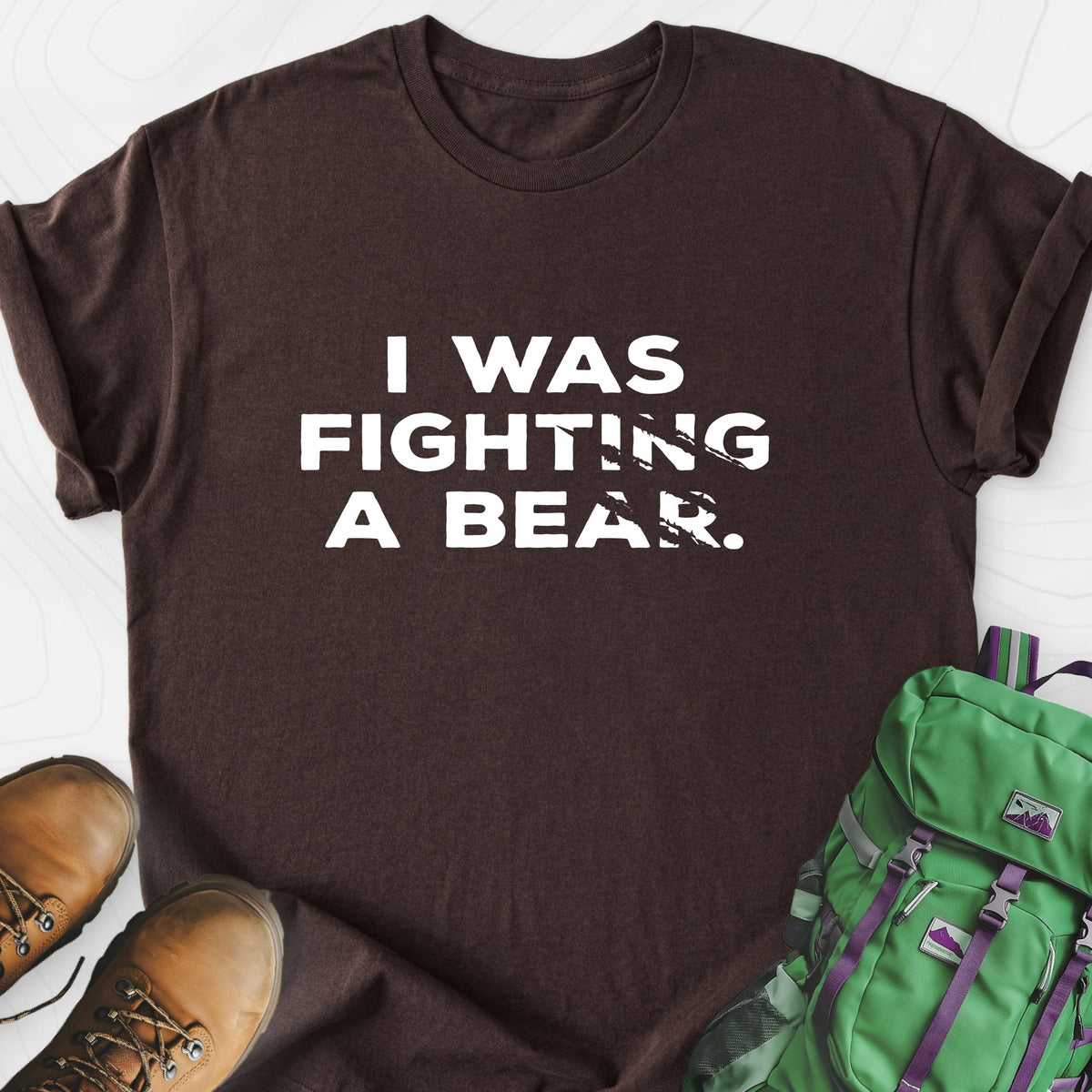 I Was Fighting a Bear Lightweight T-Shirt Gift For Hiker