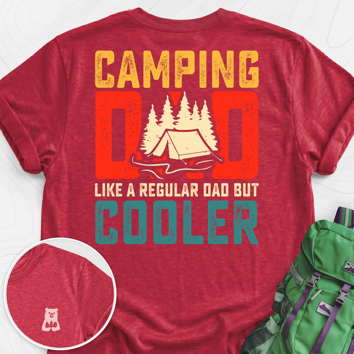 Camping Dad Back Print Lightweight T-Shirt Gift For Hiker