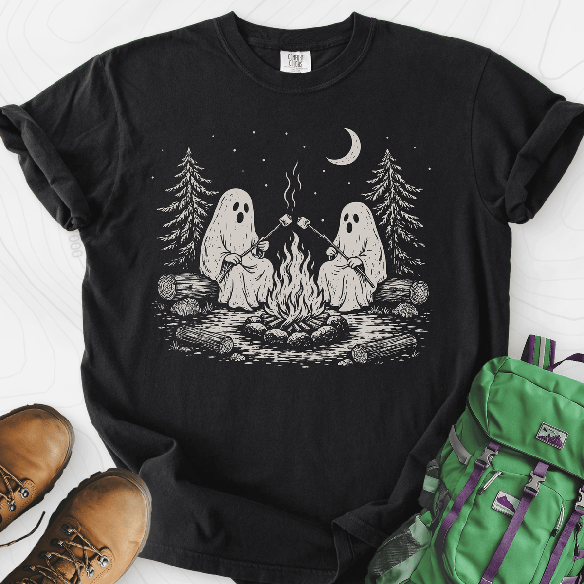 The Ghostly Campfire T-Shirt Gift For Hiker