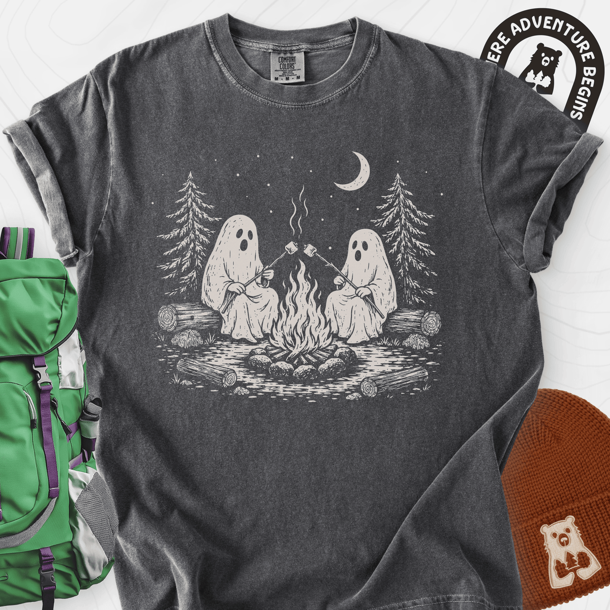 The Ghostly Campfire T-Shirt Gift For Hiker