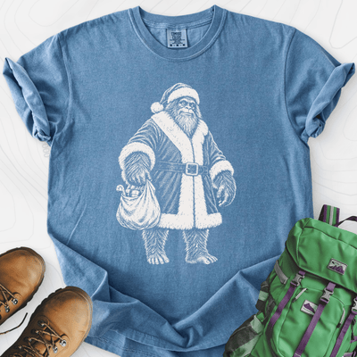 Bigfoot Santa Sack T-Shirt Gift For Hiker