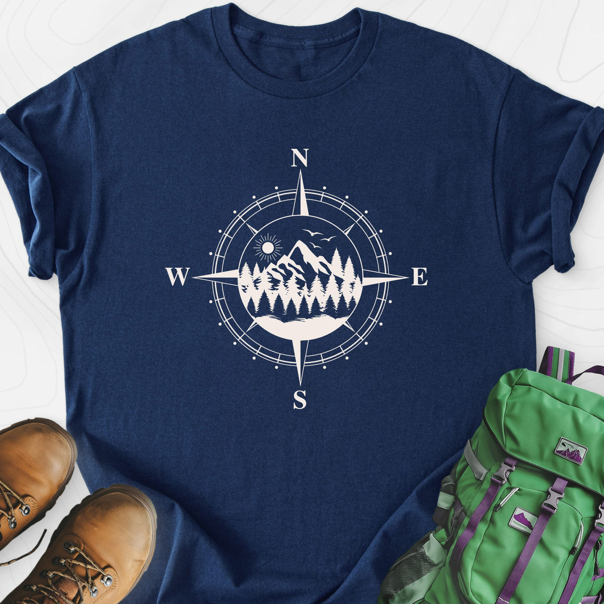 Compass in the Mountains Lightweight T-Shirt Gift For Hiker